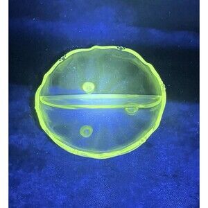 Vintage Heisey Glass Waverly Divided Relish Dish Nut Dish-UV-MCM 1940s